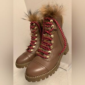 Cecelia New York Trekker Mustang Fur Lace-Up Combat Booties – Size 7
